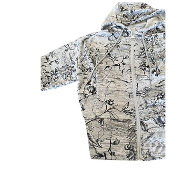 Athleta Balance Full Zip Sweatshirt Grey Floral Small Oversized Athleisure - Picture 5 of 8